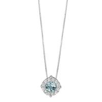 Collier Or blanc 18K Topaze bleu 42 cm-590605