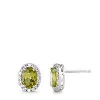 Clous d'oreilles Or blanc 18K Péridot, Zircone blanc-590609