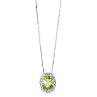 Collier Or blanc 18K Péridot, Zircone blanc 42 cm-590610