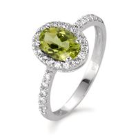 Bague Or blanc 18K Péridot, Zircone blanc Ø10 mm-590611