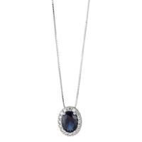Collier Or blanc 18K Zircone bleu saphir 42 cm-590613