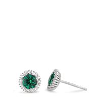 Clous d'oreilles Or blanc 18K Zircone vert Ø7.5 mm-590615