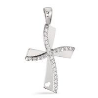 Pendentif Or blanc 18K Zircone Croix-590685