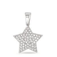 Pendentif Or blanc 18K Zircone Étoile Ø13 mm-590691
