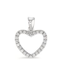 Pendentif Or blanc 18K Zircone Coeur Ø13 mm-590693