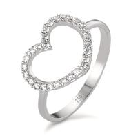 Bague Or blanc 18K Zircone Coeur Ø13 mm-590701