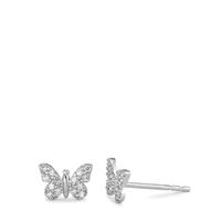 Clous d'oreilles Or blanc 18K Zircone Papillon Ø6 mm-590732