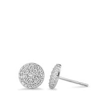 Clous d'oreilles Or blanc 18K Zircone Ø7.5 mm-590740
