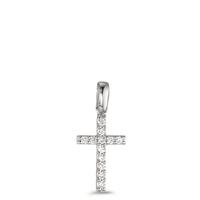Pendentif Or blanc 18K Diamant 0.12 ct, 12 Pierres, w-si Croix-590801
