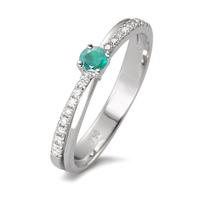 Bague Or blanc 18K Émeraude, Diamant blanc, 0.11 ct, 16 Pierres, brillant, w-si-590834