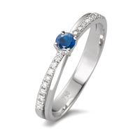 Bague Or blanc 18K Saphir, Diamant blanc, 0.11 ct, 16 Pierres, brillant, w-si-590835