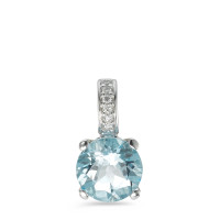 Pendentif Or blanc 18K Topaze bleu, Diamant 0.03 ct, 6 Pierres, w-si-590846
