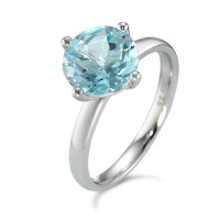 Bague Or blanc 18K Topaze bleu Ø8.5 mm-590850