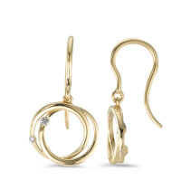 Pendant d'oreilles Or jaune 18K Diamant 0.06 ct, 4 Pierres, w-si Ø12 mm-590873