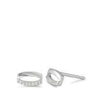 Clous d'oreilles Or blanc 18K Diamant 0.04 ct, 14 Pierres, w-si-590879