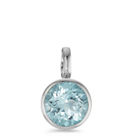 Pendentif Or blanc 18K Topaze bleu Ø9 mm-590887
