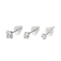 Ohrstecker Set 750/18 K Weissgold Zirkonia, 3 Stk.-590941