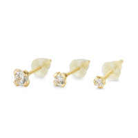Clous d'oreilles Or jaune 18K Zircone blanc, 3 Pierres-590976