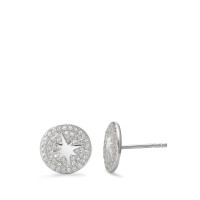 Clous d'oreilles Argent Zircone Rhodié Étoile Ø10 mm-591002