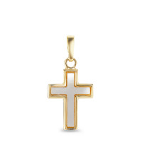 Pendentif Or jaune 18K nacre blanc Croix-591039