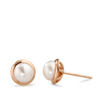 Clous d'oreilles Argent rosé Plaqué or perle d'eau douce blanc, 2 Perles, 7 mm Ø9 mm-591679