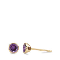 Clous d'oreilles Or jaune 14K Zircone violet, 2 Pierres Ø4.3 mm-591880