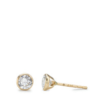 Clous d'oreilles Or jaune 14K Zircone blanc, 2 Pierres Ø4.3 mm-591882
