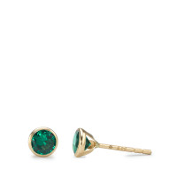 Clous d'oreilles Or jaune 14K Zircone vert, 2 Pierres Ø4.3 mm-591883
