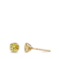 Clous d'oreilles Or jaune 14K Zircone jaune, 2 Pierres Ø4.3 mm-591884