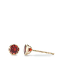 Clous d'oreilles Or jaune 14K Zircone rouge, 2 Pierres Ø4.3 mm-591887