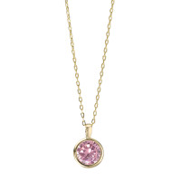 Collier Or jaune 14K Zircone rose 40-42 cm-591889