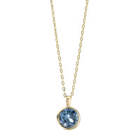 Collier Or jaune 14K Zircone bleu 40-42 cm-591896