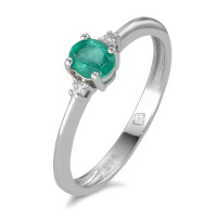 Bague Or blanc 14K Émeraude 3 Pierres-591967