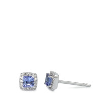 Clous d'oreilles Or blanc 14K Diamant 0.05 ct, w-si, Tanzanite-591997