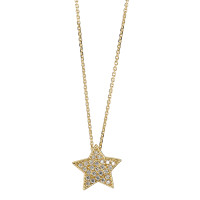 Collier Or jaune 14K Zircone blanc Étoile 41-44 cm Ø9.5 mm-592016
