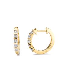 Créoles à charnières Or jaune 14K Diamant 0.04 ct, 10 Pierres, w-si-592262