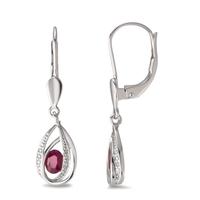 Pendant d'oreilles Or blanc 14K Rubis 2 Pierres, Diamant 0.01 ct, w-pi1-592263