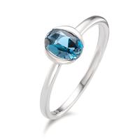 Bague solitaire Or blanc 14K Topaze London Blue-592315
