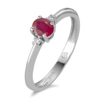 Bague Or blanc 14K Rubis 3 Pierres-592316