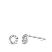Clous d'oreilles Or blanc 14K Zircone Ø4 mm-592335