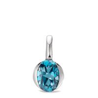 Pendentif Or blanc 14K Topaze London Blue Ø6.5 mm-592343