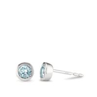 Clous d'oreilles Or blanc 14K Topaze 2 Pierres Ø5.5 mm-592366