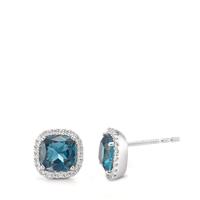 Clous d'oreilles Or blanc 18K Topaze London Blue w-si Ø8.5 mm-592369