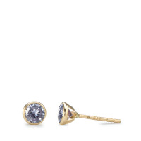 Clous d'oreilles Or jaune 14K Zircone pourpre, 2 Pierres Ø4.3 mm-592373