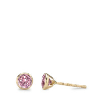 Clous d'oreilles Or jaune 14K Zircone rose, 2 Pierres Ø4.3 mm-592374