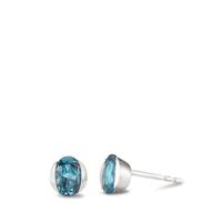Clous d'oreilles Or blanc 14K Topaze London Blue 2 Pierres Ø5.5 mm-592378
