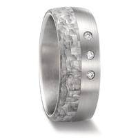 Alliance Acier inoxydable, Carbone Diamant 0.06 ct, 3 Pierres, w-si-592497