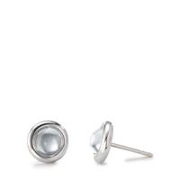 Clous d'oreilles Argent Quartz aqua, 2 Pierres Rhodié Ø9.5 mm-593001