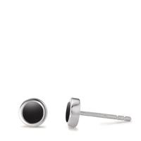 Clous d'oreilles Argent Onyx 2 Pierres Rhodié Ø6 mm-593025