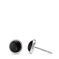 Clous d'oreilles Argent Onyx 2 Pierres Rhodié Ø8 mm-593032